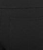 Intro Petite Size Solid Suave Knit Teri Straight Leg Tummy Control Pull-On Pants, Color:Ebony Black - Image 6
