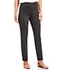 Color:Charcoal Heather - Image 1 - Petite Size Stella Double Knit Slim Straight Leg Pull-On Pants