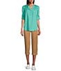 Intro Petite Size Stretch Pull-On Capri Pants, Color:Burro - Image 3