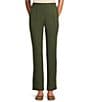 Intro Petite Size Veronica Double Knit Pintuck Straight Leg Pull-On Pants, Color:Rifle Green - Image 1