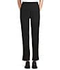 Intro Petite Size Veronica Double Knit Pintuck Straight Leg Pull-On Pants, Color:Ebony Black - Image 1