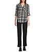 Intro Petite Size Veronica Double Knit Pintuck Straight Leg Pull-On Pants, Color:Ebony Black - Image 3