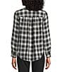 Intro Petite Size Woven New Natural Pearl Band V-Neck Long Roll-Tab Sleeve Button-Front Blouse, Color:New Natural Pearl - Image 4