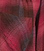 Intro Petite Size Woven Red Bud Band Plaid V-Neck Long Roll-Tab Sleeve Button Front Blouse, Color:Red Bud - Image 6