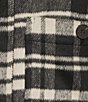 Intro Petite Size Yarn Dyed Plaid Stand Collar Long Sleeve Hidden Snap Front Jacket - Image 4
