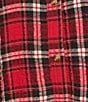 Intro Plaid Print Gold Lurex Detail Long Roll-Tab Sleeve Button Down Swing Shirt, Color:Tango Red with Gold Lurex - Image 10