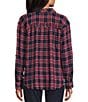 Intro Plaid Print Long Roll-Tab Sleeve Button Down Swing Shirt, Color:Ink - Image 5