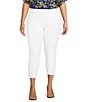 Color:Bright White - Image 1 - Plus Knit Jersey Love The Fit Pull-On Embroidered Hem Capri