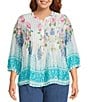 Intro Plus Size Begonia Pink Pleated Button-Front Blouse - Image 1