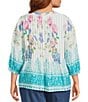 Intro Plus Size Begonia Pink Pleated Button-Front Blouse - Image 2