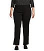 Intro Plus Size Bella Double Knit Boot Leg Pull-On Pants, Color:Ebony Black - Image 1