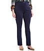 Intro Plus Size Bella Solid Double Knit Slim Hem Straight Leg Pants - Image 1
