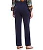 Intro Plus Size Bella Solid Double Knit Slim Hem Straight Leg Pants - Image 2