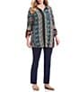 Intro Plus Size Bella Solid Double Knit Slim Hem Straight Leg Pants - Image 3