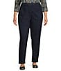 Intro Plus Size Bella Straight Leg Pull-On Denim Pants, Color:Freedom Dark Wash - Image 1