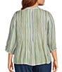 Intro Plus Size Bok Choy Pleated Button Front Blouse - Image 2