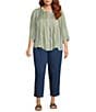 Intro Plus Size Bok Choy Pleated Button Front Blouse - Image 3