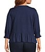 Intro Plus Size Crew Neck 3/4 Sleeve Peplum Top - Image 2