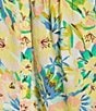 Intro Plus Size Crinkle Gauze Floral Crew Neck Elbow Sleeve Smocked Detail Button-Front Blouse, Color:Pale Banana - Image 4