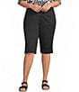 Intro Plus Size Dahlia Solid Denim Pull-On Tummy Control Skimmer Short - Image 1