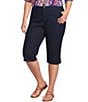 Intro Plus Size Dahlia Solid Pull-On Skimmer Denim Shorts - Image 1
