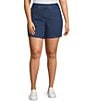 Color:Medium Wash - Image 1 - Plus Size Daisy High Waist Stretch Denim Pull-On Shorts