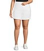 Color:Bright White - Image 1 - Plus Size Daisy High Waist Stretch Denim Pull-On Shorts