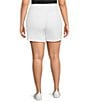 Color:Bright White - Image 2 - Plus Size Daisy High Waist Stretch Denim Pull-On Shorts