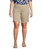 Color:Classic Khaki - Image 1 - Plus Size Daisy High Waisted Pull-On Bermuda Shorts