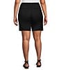 Color:Ebony Black - Image 2 - Plus Size Daisy High Waisted Pull-On Bermuda Shorts
