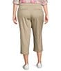 Color:Classic Khaki - Image 2 - Plus Size Daisy Pull-On Grommet Hem Straight Relaxed Capri Pants