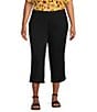 Color:Ebony Black - Image 1 - Plus Size Daisy Pull-On Grommet Hem Straight Relaxed Capri Pants