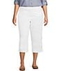 Color:Bright White - Image 1 - Plus Size Daisy Straight Leg Pull-On Denim Capri Pants
