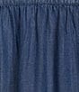 Intro Plus Size Denim Collared Double Puff Elbow Length Sleeve Half Placket Top - Image 4