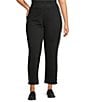 Intro Plus Size Double Knit Straight Leg Pull-On Pants, Color:Ebony Black - Image 1