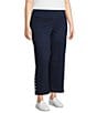 Intro Plus Size Double Knit Straight Leg Traveler Pull-On Ankle Denim Pants, Color:Dark Wash - Image 3