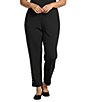 Intro Plus Size Double Knit Straight Leg Traveler Pull-On Ankle Pants, Color:Ebony Black - Image 1