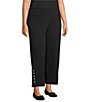 Intro Plus Size Double Knit Straight Leg Traveler Pull-On Ankle Pants, Color:Ebony Black - Image 3
