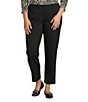 Intro Plus Size Double Knit Traveler Pull-On Wide Leg Pants, Color:Ebony Black - Image 1