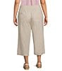 Intro Plus Size Elara Embroidered Hem Drawstring Tie Pull-On Capri Pants - Image 2