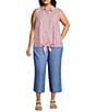 Intro Plus Size Elara Embroidered Hem Drawstring Tie Pull-On Denim Capri Pants - Image 3