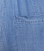 Intro Plus Size Elara Embroidered Hem Drawstring Tie Pull-On Denim Capri Pants - Image 4