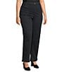 Intro Plus Size Freedom Denim Straight Leg Crystal Detail Pull-On Jeans, Color:Ebony Black/Black Crystals - Image 3