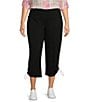 Color:Ebony Black - Image 1 - Plus Size Jersey Stretch Love Fit Slimming Bungee Capri Pull-On Leggings