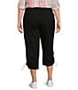Color:Ebony Black - Image 2 - Plus Size Jersey Stretch Love Fit Slimming Bungee Capri Pull-On Leggings