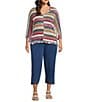 Intro Plus Size Knit Denim Wash Schiffli Straight Leg Hem Pull-On Pants - Image 3