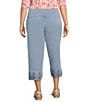 Intro Plus Size Knit Denim Wash Schiffli Straight Leg Hem Pull-On Pants - Image 2