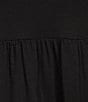 Color:Ebony Black - Image 3 - Plus Size Knit Short Sleeve Tiered A-Line Midi Dress