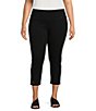 Color:Ebony Black - Image 1 - Plus Size Love The Fit Embellished Hem Knit Jersey Capri Pants