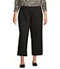 Intro Plus Size Mae Double Knit Relaxed Pull-On Cropped Pants, Color:Ebony Black - Image 1